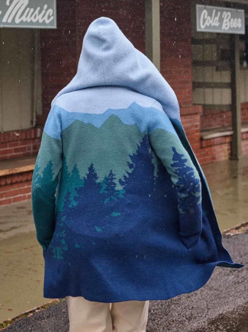 Toad&Co Merino Heartfelt Hoodie ATLANTIC TREELINE SCENIC / XS New with tags NWT - Picture 4 of 12